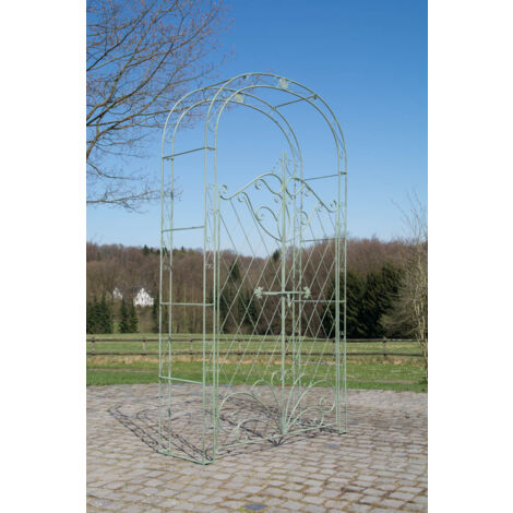 CLP – Arche de jardin en fer Melissa – Hauteur 220 cm – Largeur 120 cm – Pour plantes grimpantes avec porte décorative