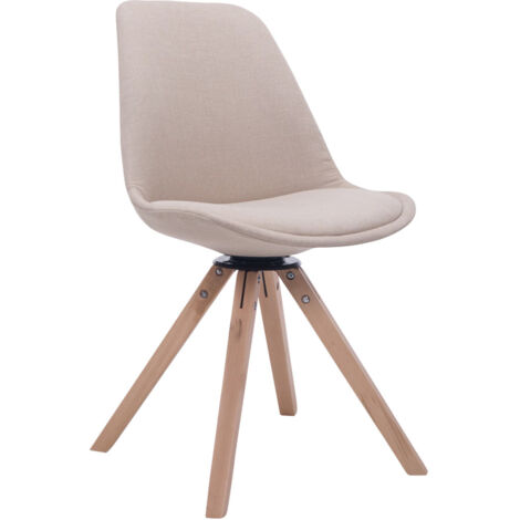 Chaise de salle à manger Troyes Pivotante en Tissu Piètement Carré Crème Nature (1/3)