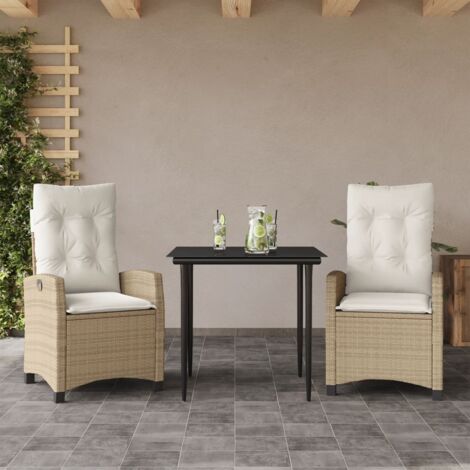 Ensemble à manger de jardin et coussins 3 pcs Beige poly rotin vidaXL (1/5)