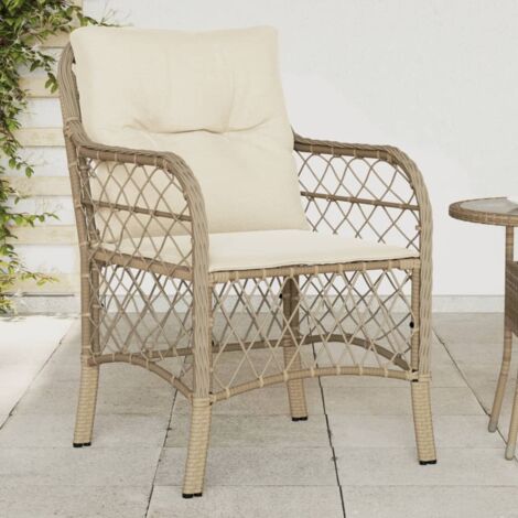 vidaXL Garden Chairs with Cushions 2 pcs Beige Poly Rattan (1/5)