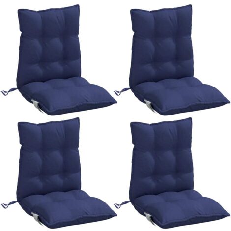 vidaXL Lowback Chair Cushions 4 pcs Navy Blue Oxford Fabric