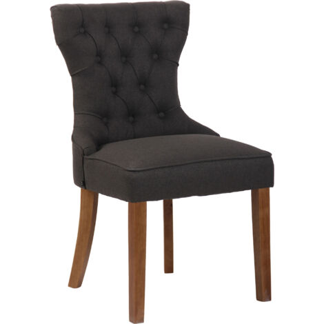 Chaise de salle à manger Franca en tissu avec pieds en bois de caoutchouc Gris foncé Antique clair (1/5)