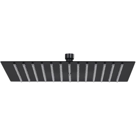 Vidaxl – Pomme de douche pluie carrée 30x30 cm en acier inoxydable noir – 168 buses anti-calcaire – Montage mural ou plafond