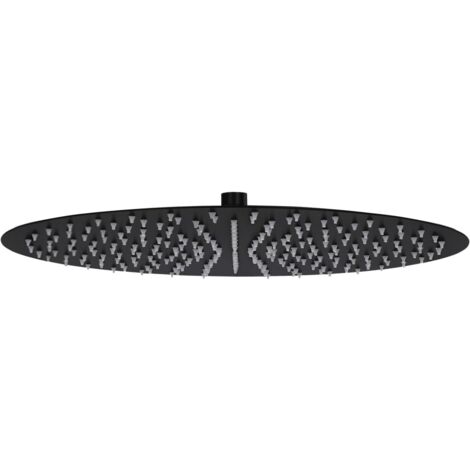Vidaxl – Pomme de douche pluie 40 cm ronde en acier inoxydable noir – 234 buses anti-calcaire – Articulation pivotante pour angle ajustable