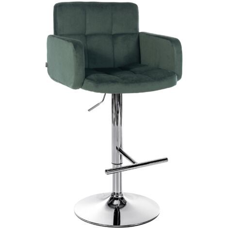 Tabouret de bar Los Angeles en velours vert foncé, chrom (1/5)