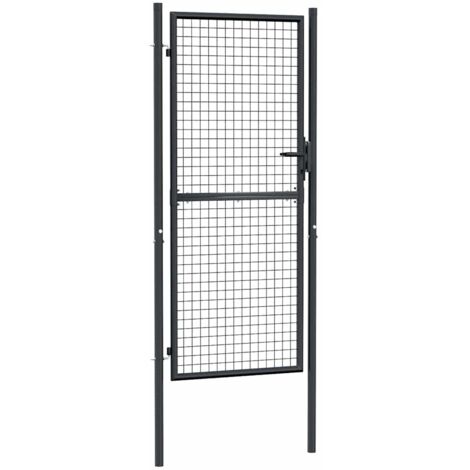 Vidaxl – Portail grillagé en acier galvanisé 100 x 200 cm – Couleur gris – Installation facile avec poteaux latéraux – Résistant à la rouille