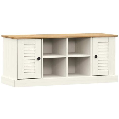 vidaXL Shoe Bench "VIGO" White 106x35x45 cm Solid Wood Pine (1/5)