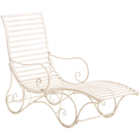 CLP – Transat jardin Amiens en fer – Longueur 140 cm – Largeur 58 cm – Hauteur 101 cm – Capacité 150 kg – Design antique (1/5)