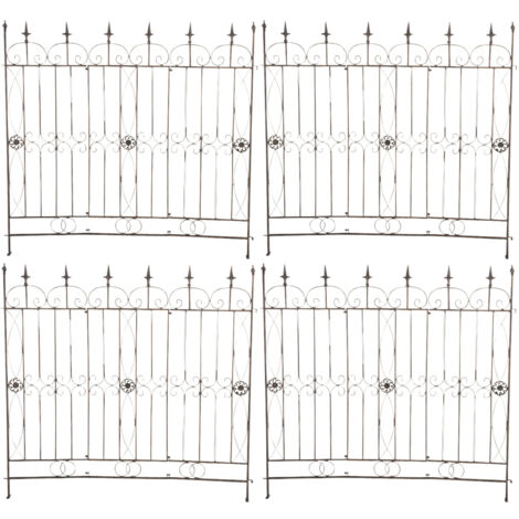 CLP – Lot de 4 clôtures de jardin en fer traité – Hauteur 115 cm – Largeur 125 cm – Assemblage modulable pour espaces extérieurs (1/5)