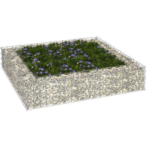 Vidaxl – Lit surélevé gabion en acier galvanisé 100x100x20 cm – Rempli de pierres pour bordure élégante – Stable et durable pour jardin et terrasse