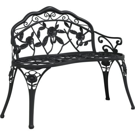 Vidaxl – Banc de jardin 100 cm en aluminium coulé noir – Résistant aux intempéries – Décorations ornées – Pour patios et jardins élégants