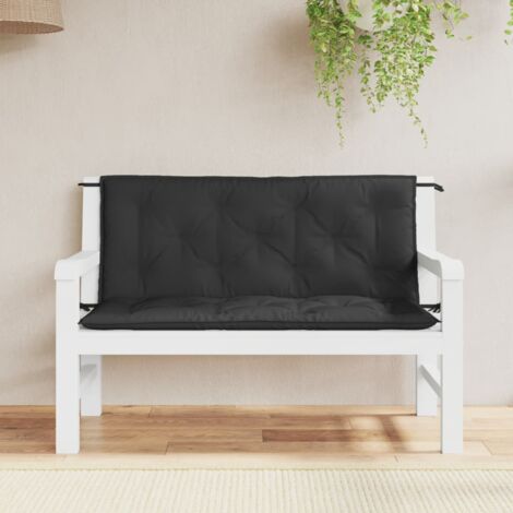 Coussins de banc jardin lot de 2 noir 120x50x7 cm tissu Oxford vidaXL