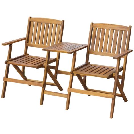 vidaXL Folding Garden Bench with Tea Table 140 cm Solid Acacia Wood