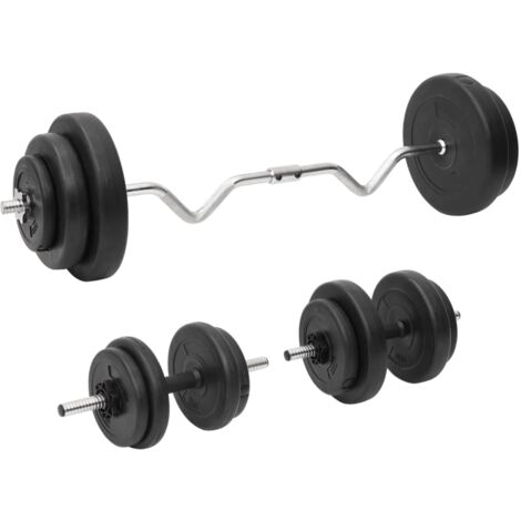 Ensemble d'haltères et de barre ondulée avec plaques 60 kg vidaXL