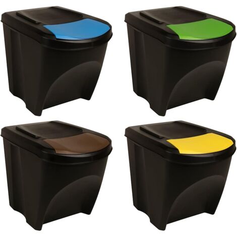 Poubelles empilables 4 pcs Anthracite 100 L vidaXL