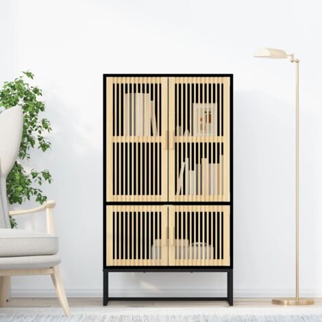 Buffet haut noir 70x35x125 cm bois d'ingénierie vidaXL