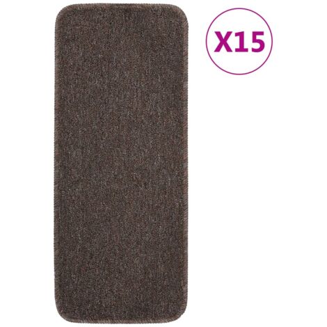 Tapis escalier antidérapants 15pcs 60x25cm Marron Rectangulaire vidaXL
