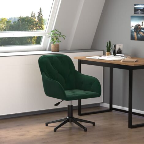 Vidaxl – Chaise de bureau pivotante vert foncé en velours – Mécanisme de levage à gaz – Pivotement 360° – Dimensions 56x61,5x72-80 cm (1/6)