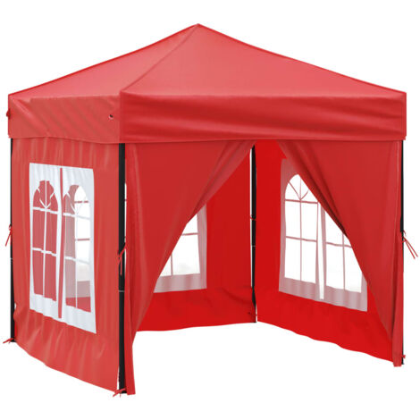 vidaXL Folding Party Tent with Sidewalls Red 2x2 m (1/8)