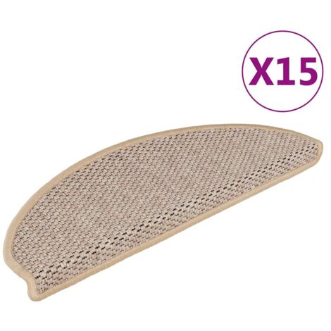 Vidaxl – Lot de 15 tapis d'escalier autocollants 65x21x4 cm – Tissu antidérapant aspect sisal – Lavables et insonorisants – Beige clair