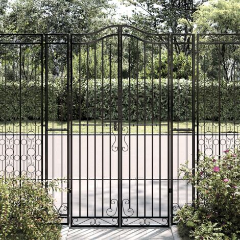 Vidaxl – Portillon en fer forgé noir 121x180 cm – Résistant à la corrosion – Système verrouillable – Poteaux élégants pour jardin