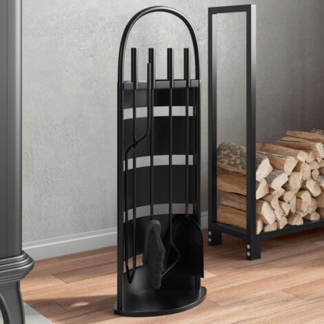 vidaXL Set d’outils de cheminée 5 pcs 23x15x66 cm acier (1/6)