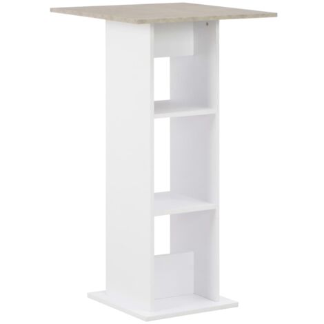 vidaXL Bar Table White and Concrete 60x60x110 cm