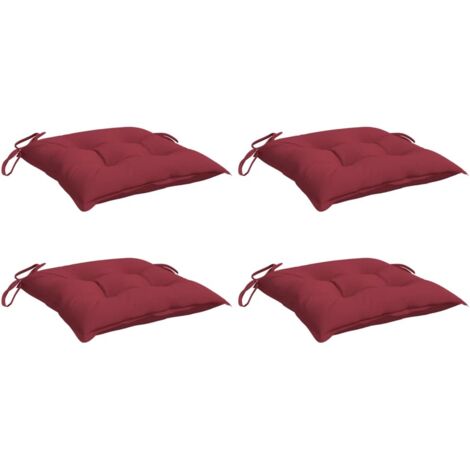 Coussins de chaise lot de 4 rouge bordeaux 40x40x7 cm