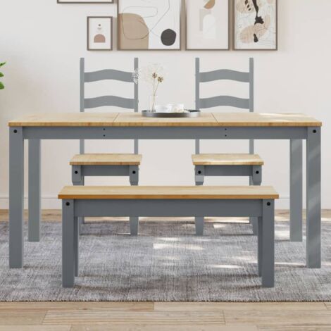 vidaXL Dining Table "PANAMA" Grey 160x80x75 cm Solid Wood Pine (1/5)
