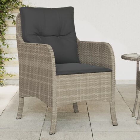 vidaXL Garden Chairs with Cushions 2 pcs Light Grey Poly Rattan (1/5)