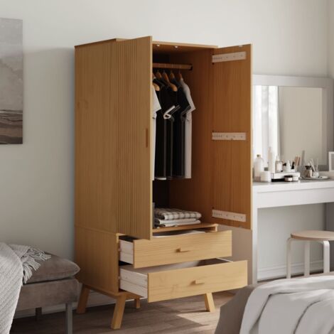 Garde-robe OLDEN marron 76,5x53x172 cm bois massif de pin