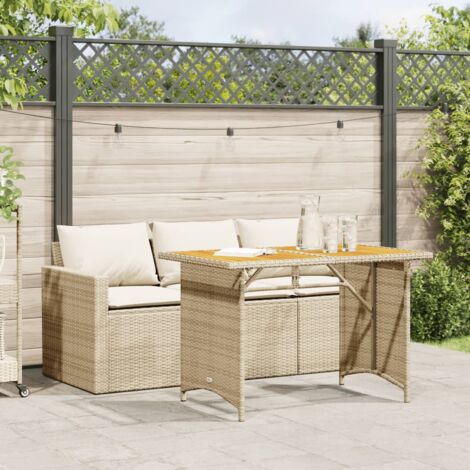 vidaXL 2 Piece Garden Dining Set with Cushions Beige Poly Rattan (1/5)