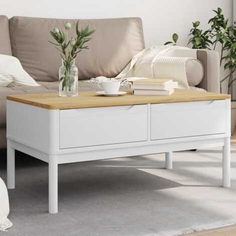 Vidaxl – Table basse fixe en bois de pin massif 99x55,5x45 cm – Style moderne avec 2 tiroirs de rangement – Idéale pour salon (1/5)