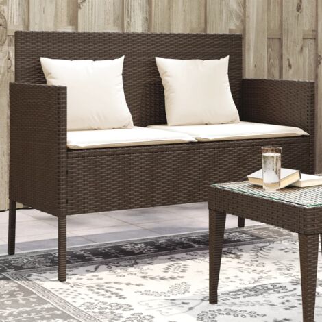 Banc de jardin avec coussins marron résine tressée vidaXL