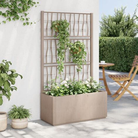 Vidaxl – Jardinière marron clair 80x36x140 cm – Treillis intégré pour plantes grimpantes – Polypropylène résistant aux chocs – Capacité 80 L (1/5)
