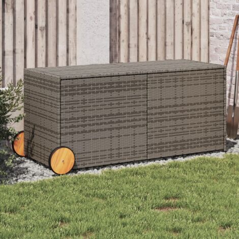 Boîte de rangement de jardin et roues gris 283L résine tressée vidaXL
