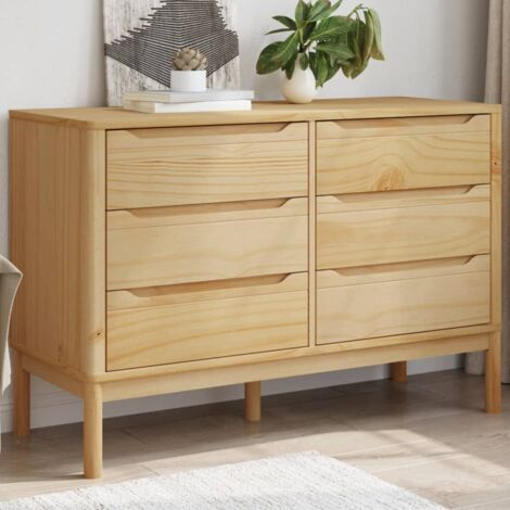 Vidaxl – Commode enfant 111 x 43 x 73,5 cm – Bois de pin massif – Cire marron – 6 tiroirs pour rangement optimisé