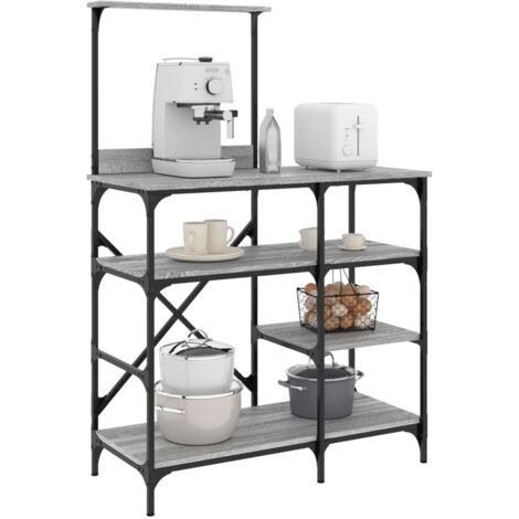 vidaXL Baker's Rack Grey Sonoma 90x40x132 cm Engineered Wood and Metal (1/5)