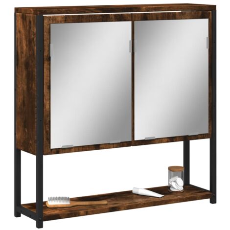 vidaXL Bathroom Mirror Cabinet Smoked Oak 60x16x60 cm Engineered Wood