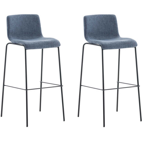 Lot de 2 Tabourets de bar Hover enTissu Pieds Métal Bleu Noir (1/5)