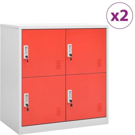 Armoires à casiers 2 pcs Gris clair et rouge 90x45x92,5cm Acier vidaXL