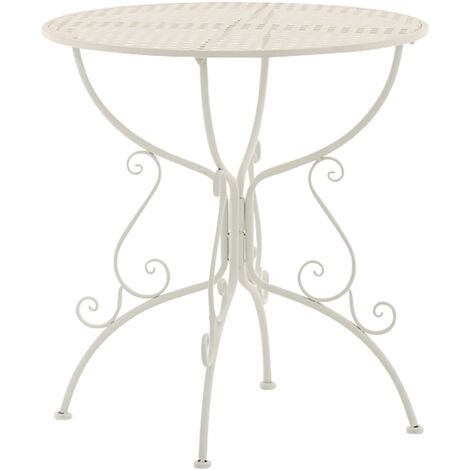 CLP – Table de jardin ronde en fer forgé – Style rustique – Hauteur 74 cm – Largeur 70 cm – Profondeur 70 cm – Surface patinée (1/5)