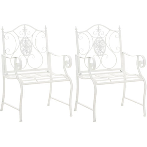 Ensemble de 2 chaises de jardin Punjab avec des accoudoirs blancs (1/5)