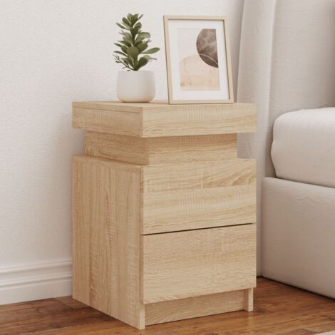 Vidaxl – Tables de chevet 2 pcs chêne sonoma 35x39x55 cm – Bois d'ingénierie – Lumières LED RVB réglables – Connecteur USB intégré