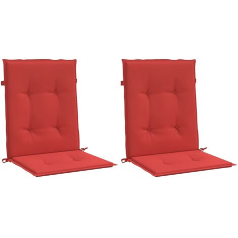 Coussins de chaise de jardin à dossier bas lot de 2 rouge vidaXL