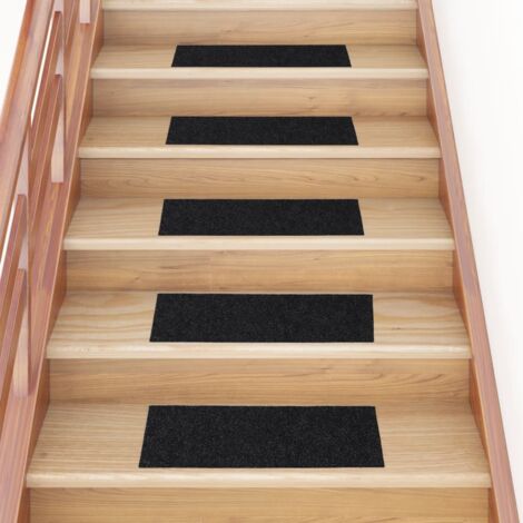 vidaXL Stair Mats Self-adhesive 15 pcs 60x25 cm Black Rectangular (1/5)