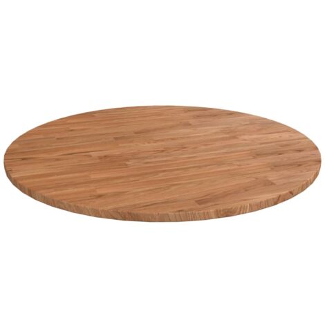 Vidaxl – Dessus de table rond en bois de chêne massif marron clair Ø80 cm – Épaisseur 1,5 cm – Finition vernie pour usage commercial