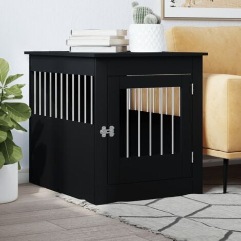 Meuble de cage pour chiens noir 64,5x80x71 cm bois d'ingénierie