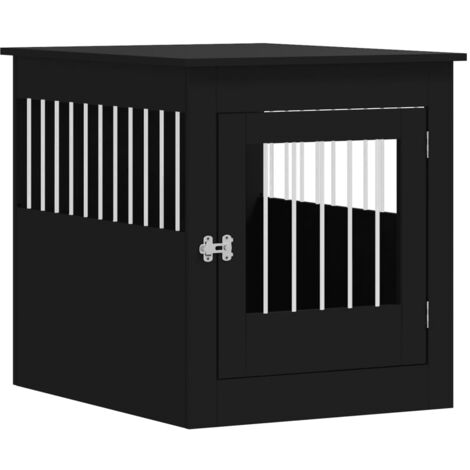 Meuble de cage pour chiens noir 64,5x80x71 cm bois d'ingénierie