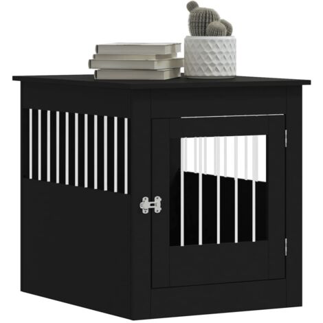 Meuble de cage pour chiens noir 64,5x80x71 cm bois d'ingénierie